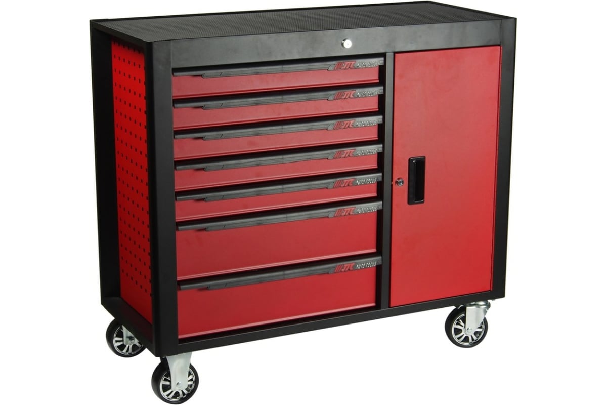 Тележка инструментальная (7 секций, красная, на колесах, с боковым ...