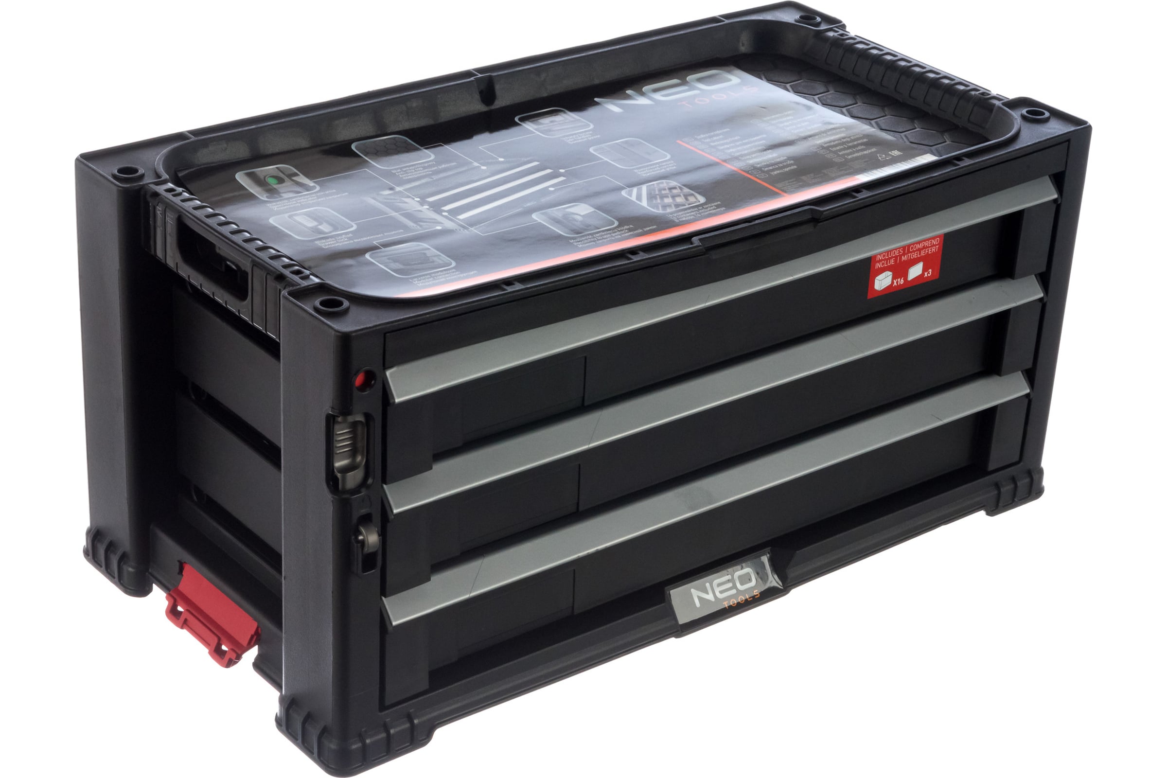Ящик для инструмента, 3 выдвижных ящика NEO Tools 84-227