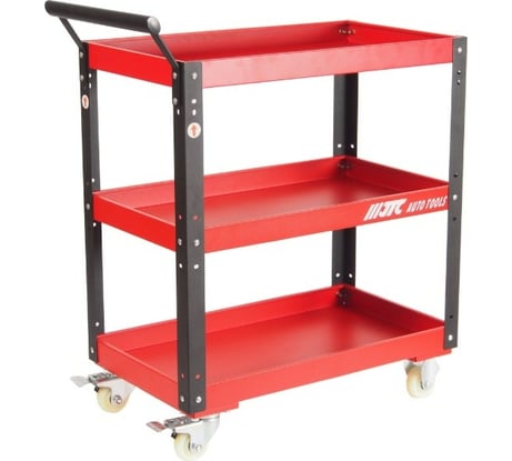 Тележка инструментальная JTC 3 секции, красная, на колесах, с открытым отсеком, S1053 435009