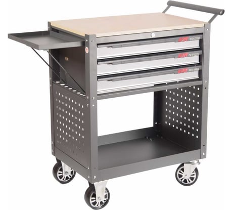 Тележка инструментальная JTC 3 секции, серая, на колесах, с открытым отсеком, 5516 435002