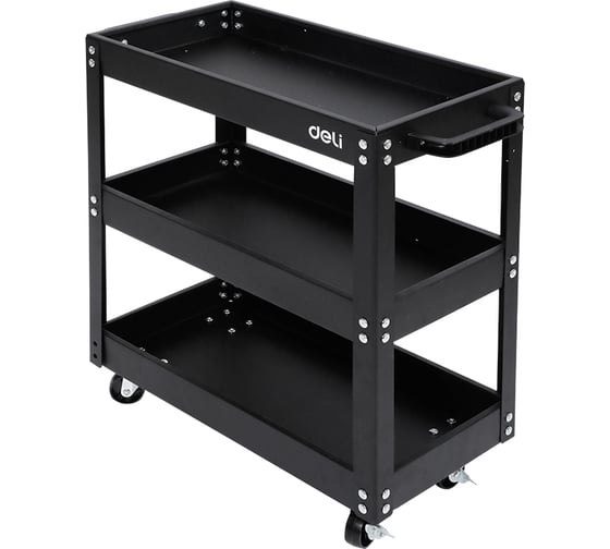 Тележка DELI DL433013 инструментальная трехсекционная на колесах 510x260x580мм (до 90кг, толщина полки 0,6мм, толщина стойки 1мм) 123292 1