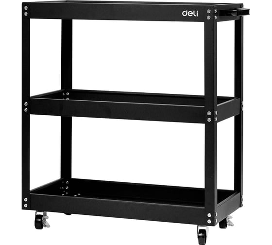 Тележка DELI DL433023 инструментальная трехсекционная на колесах 700x350x760мм (до 210кг, толщина полки 0,7мм, толщина стойки 1,2мм) 123205 1