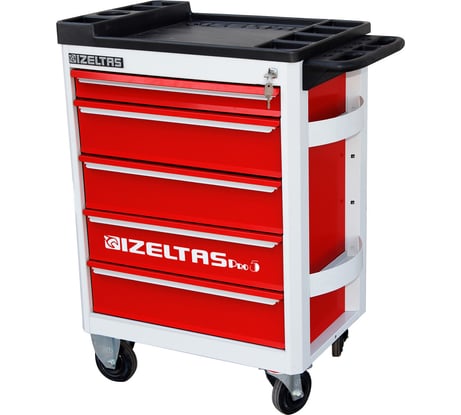 Инструментальная тележка IZELTAS PRO красная без инструментов, 5 ящиков 8241321005