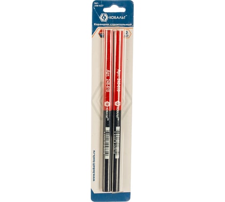 Строительный карандаш 2-х цветный, красный/синий 180 мм 2 шт. блистер КОБАЛЬТ 248-627