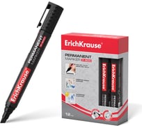 Перманентный маркер ErichKrause P-500, цвет чернил черный, 12 шт. в упаковке 30990