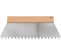 Шпатель EDMA зубчатый 300 мм с квадратными зубьями 8x8 мм, деревянная ручка 255355