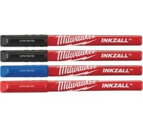 Ручки INKZALL Fine Tip (черный, синий, красный) 4 шт. Milwaukee 48223165