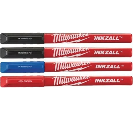 Ручки INKZALL Fine Tip (черный, синий, красный) 4 шт. Milwaukee 48223165