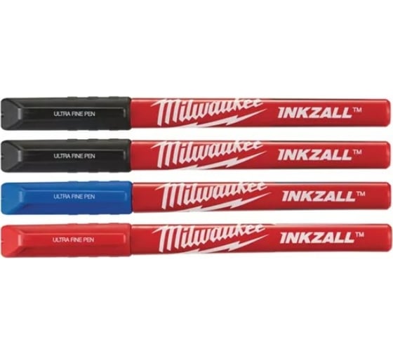 Ручки INKZALL Fine Tip (черный, синий, красный) 4 шт. Milwaukee 48223165 1