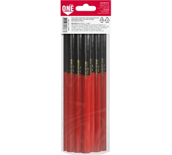 Строительный двуцветный карандаш Smartbuy красный/синий, 175 мм, 10 шт., one tools/288 SBT-PNC-175BR 1