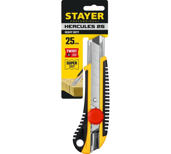 Нож с винтовым фиксатором Stayer HERCULES-25 сегментированные лезвия 25 мм  09141_z01 1
