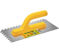 Штукатурная зубчатая нержавеющая гладилка с пластиковой ручкой Stayer Master 130x27 0мм, 8x8 мм 08012-08_z01