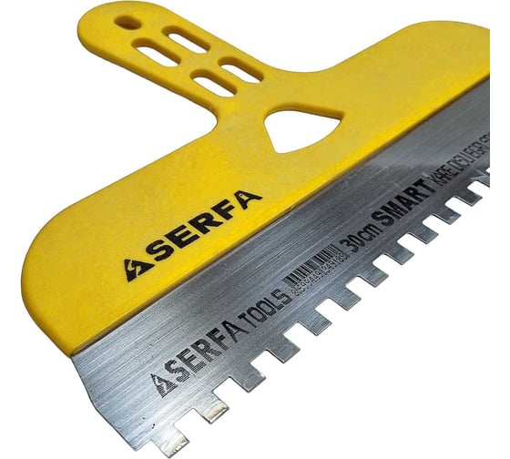 Шпатель Serfa зубчатый с пластиковой ручкой 30 см 8x8 918