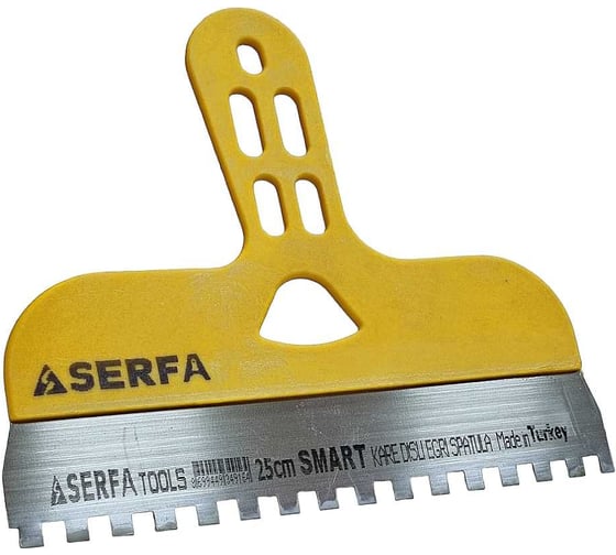 Шпатель Serfa зубчатый с пластиковой ручкой 25 см 8x8 916