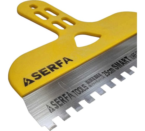 Шпатель Serfa зубчатый с пластиковой ручкой 25 см 8x8 916