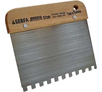 Широкий шпатель Serfa зубчатый 8x8, деревянная ручка 17 см 289