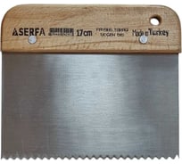 Широкий шпатель Serfa треугольный зуб, деревянная ручка 17 см 291