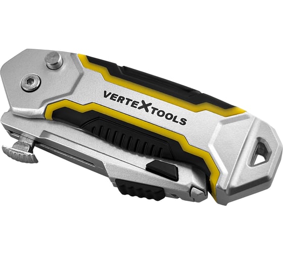Нож vertextools складной авто profi трапециевидный, tpr, комплект 3 лезвия 0044-18-29