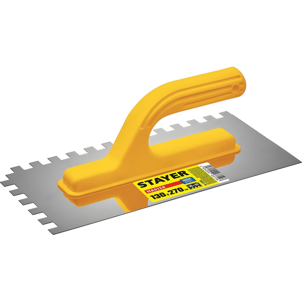 Штукатурная зубчатая нержавеющая гладилка с пластиковой ручкой Stayer ...
