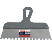 Шпатель из нержавеющей стали с пластиковой ручкой USP 250 мм, зуб 10 мм 06640