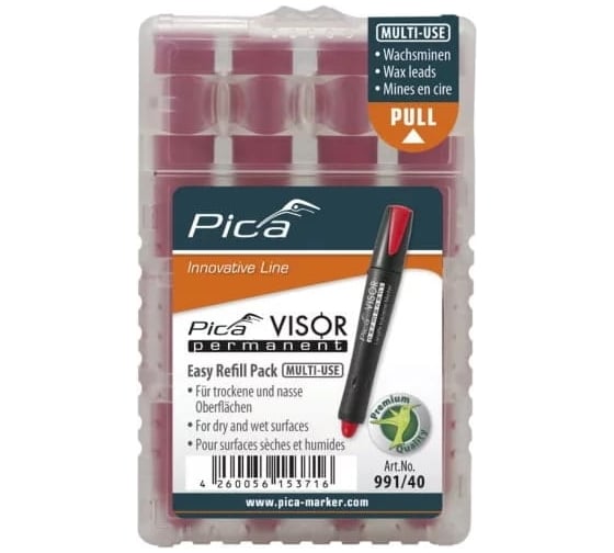 Сменные картриджи PICA VISOR красные, 4 шт. в пенале 991/40 1