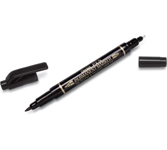 Перманентный двусторонний маркер Pentel PenTwinTip черный, 0.3х0.6мм, 0.8х1.2 мм. N75W-A 1
