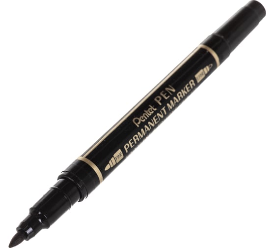 Перманентный двусторонний маркер Pentel PenTwinTip черный, 0.3х0.6мм, 0.8х1.2 мм. N75W-A