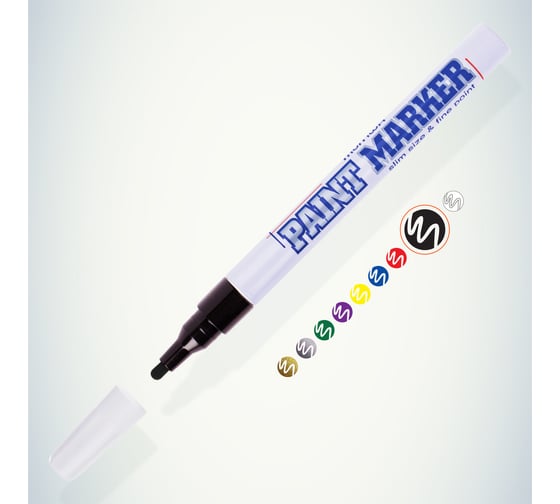 Маркер-краска MunHwa PAINT MARKER SLIM, черная, 2мм 302758 Б0048394