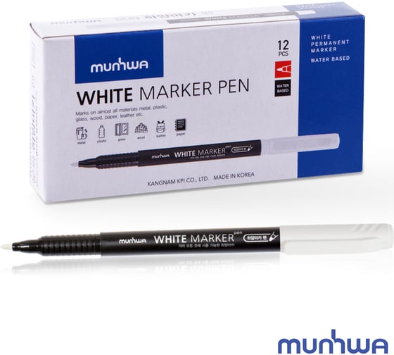 Перманентный маркер MunHwa WHITE MARKER, белый пулевидный 1мм WPM-05