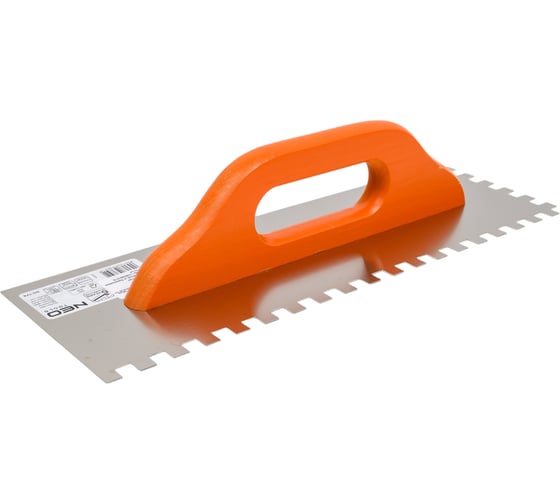 Зубчатая гладилка NEO Tools 380х128 мм зуб 10х10х10 мм деревянная ручка 50-174