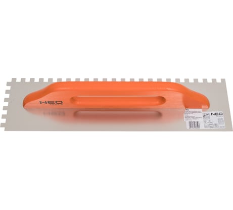 Зубчатая гладилка NEO Tools 480х128 мм зуб 10х10х10 мм деревянная ручка 50-183
