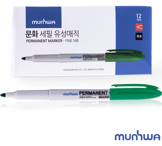 Перманентный маркер Munhwa зеленый, пулевидный, 1,5мм FPM-04