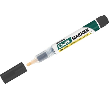 Маркер меловой Munhwa "Chalk Marker" черный, 3мм, спиртовая основа, пакет, 1 шт. СM-01