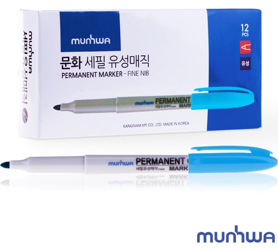 Перманентный маркер Munhwa FPM-12 голубой, пулевидный, 1,5мм