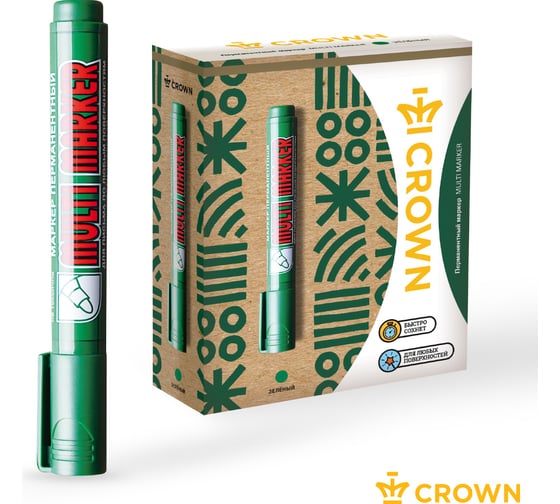 Перманентный маркер Munhwa Crown Multi Marker зеленый, пулевидный, 3мм CPM-800