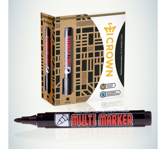 Перманентный маркер Munhwa Crown Multi Marker черный, пулевидный, 3мм CPM-800