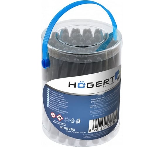 Перманентные маркеры HOEGERT TECHNIK черные, 45 шт. в упаковке HT3B780