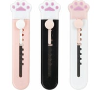 Нож канцелярский BRAUBERG Лапки Cat Paw 9 мм, Набор 3 шт. на блистере, автофиксатор, Hobby, 238345