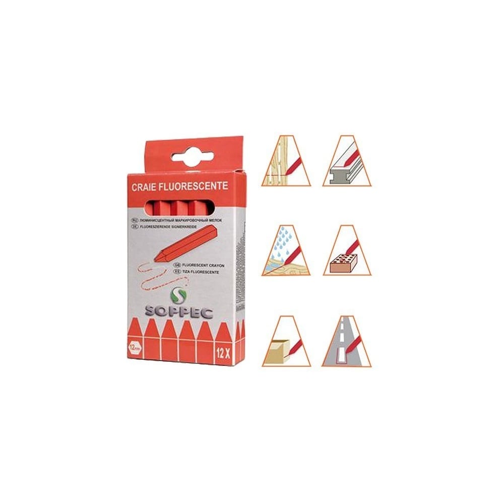 Мелок Soppec флуоресцентный, восковой строительный, универсальный CF ...