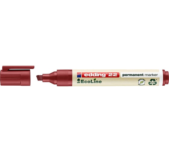 Перманентный маркер Edding EcoLine, клиновидный наконечник, 1,5-5 мм Красный, E-22/2