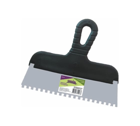 Шпатель UNIK 150мм, фасадный, н/с, зуб 6х6, пластиковая ручка 9522-150-66NP 1
