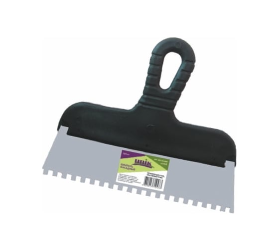 Шпатель UNIK 250мм, зуб 6х6, фасадный, н/с, пластиковая ручка 9522-250-66NP 1