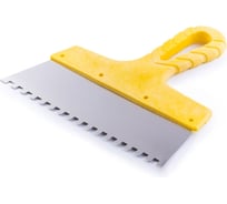 Зубчатый шпатель из нержавеющей стали 250мм зуб 4х4мм Jettools желтый Шн/желт-250/4