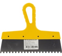 Зубчатый шпатель из нержавеющей стали 250мм зуб 6х6мм Jettools желтый Шн/желт-250/6