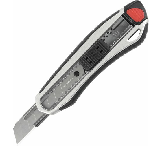 Канцелярский нож BRAUBERG мощный, 18 мм, Heavy duty, автофиксатор, резиновые вставки, металл 237158
