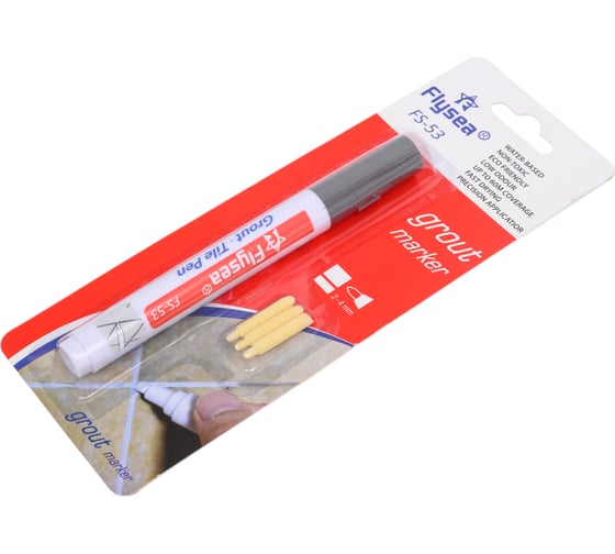 Маркер краска для плиточных швов FLYSEA Grout Marker (2-4 мм) + 3 запасных наконечника, темно-серый FS-53DARKGREY