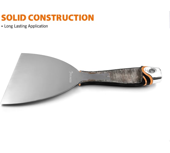 Малярный строительный шпатель Rollingdog Joint knife из нержавеющей стали, 152 мм, гибкое лезвие, металлический наконечник, 50394