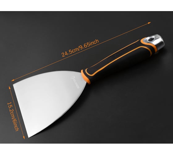 Малярный строительный шпатель Rollingdog Joint knife из нержавеющей стали, 152 мм, гибкое лезвие, металлический наконечник, 50394