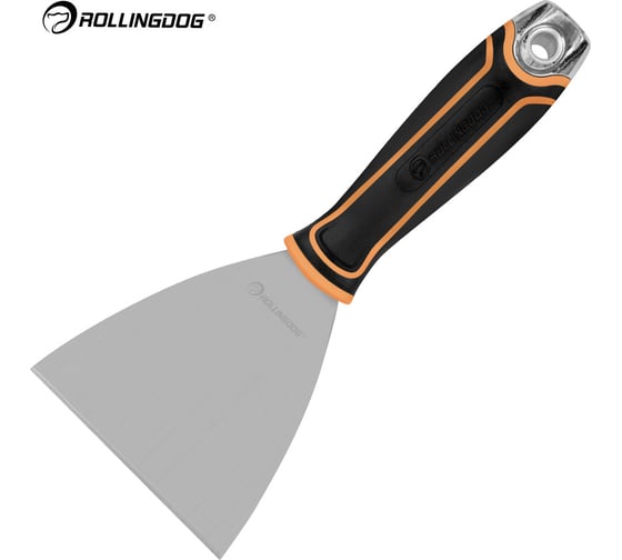 Малярный строительный шпатель Rollingdog Joint knife из нержавеющей стали, 101 мм, гибкое лезвие, металлический наконечник, 50392