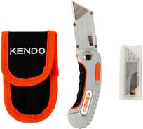Нож строительный складной KENDO 19 мм, усиленный, лезвие SK5, футляр, 5 лезвий в комплекте, 30637